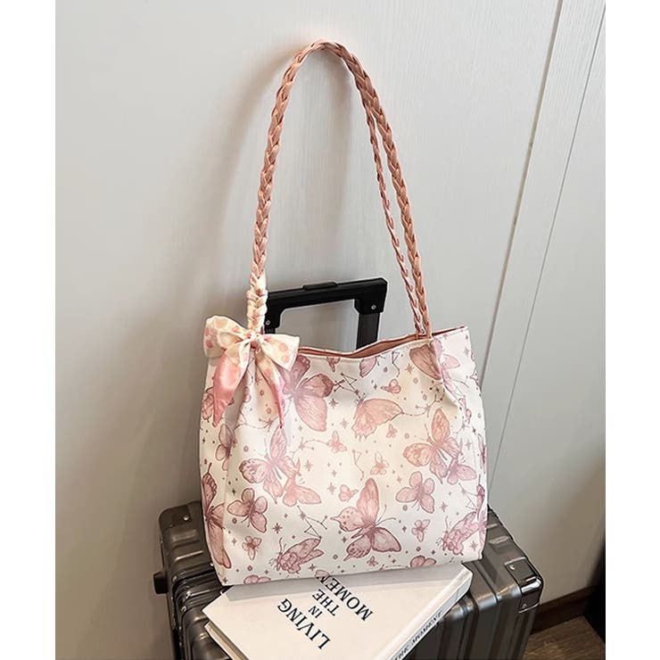ピンク | バタフライプリントショルダーバッグ | aimoha 