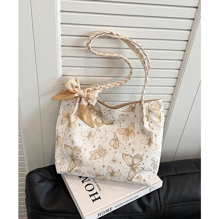 ベージュ | バタフライプリントショルダーバッグ | aimoha 