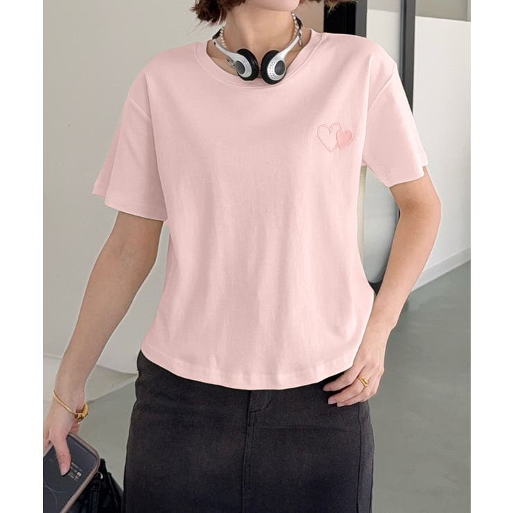 関送込アミパリス定番 刺繍 ハート ワンポイントTシャツ 楽天市場】【半額クーポン対象】トップス Tシャツ ハート 刺繍