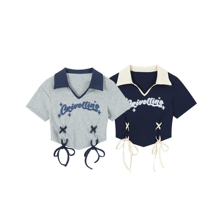 【HOOK】for girls アメカジ裾編み上げポロ襟ショート丈カットソー | HOOK | 詳細画像4 