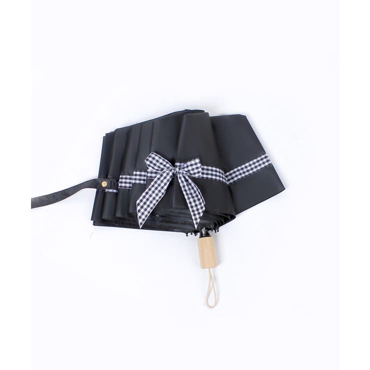 チェックリボン晴雨兼用折りたたみ傘 | aimoha  | 詳細画像1 