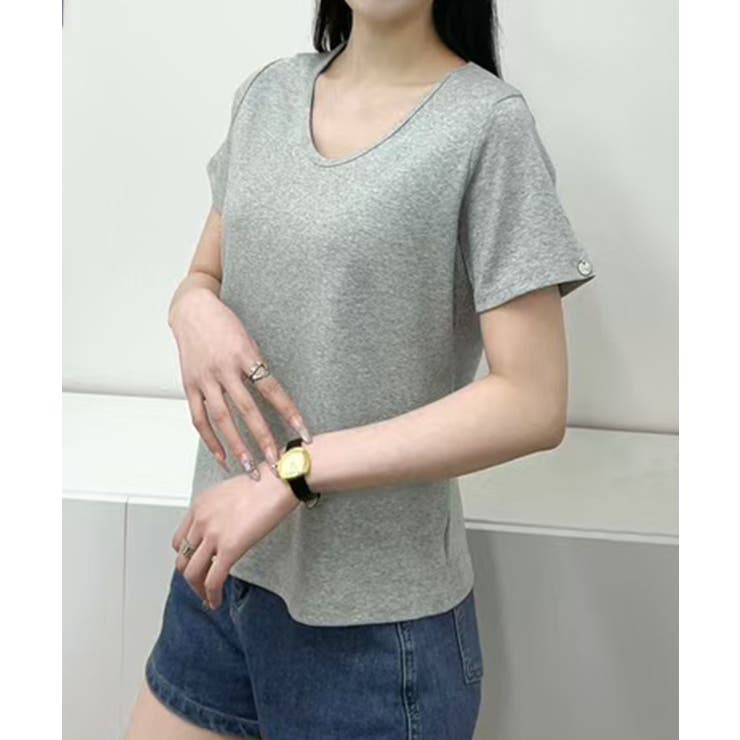 Uネック半袖Tシャツ | aimoha  | 詳細画像6 