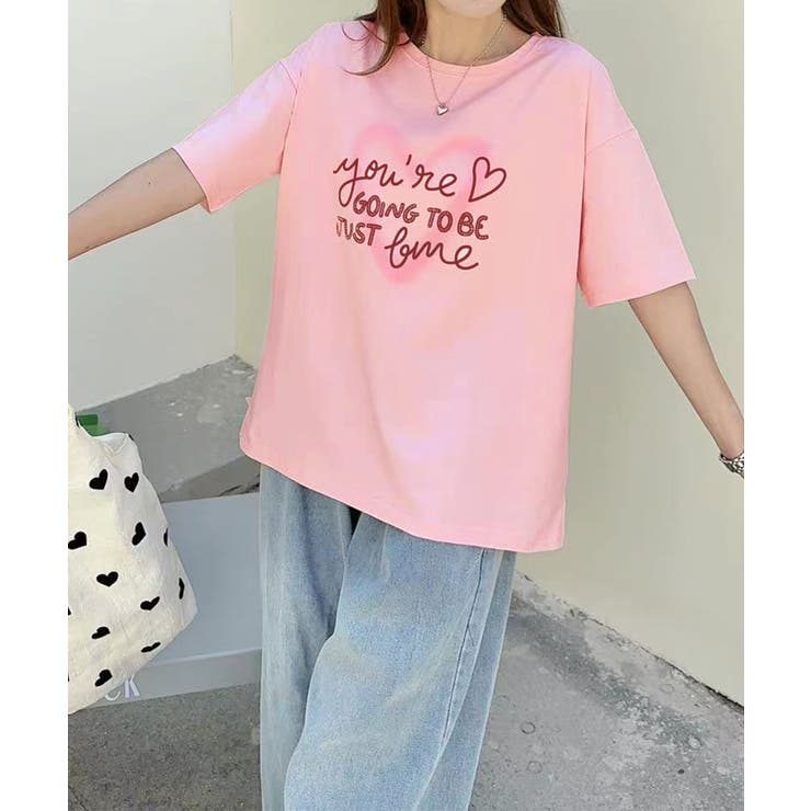 ハートロゴプリントTシャツ[品番：XT000014459]｜aimoha （アイモハ