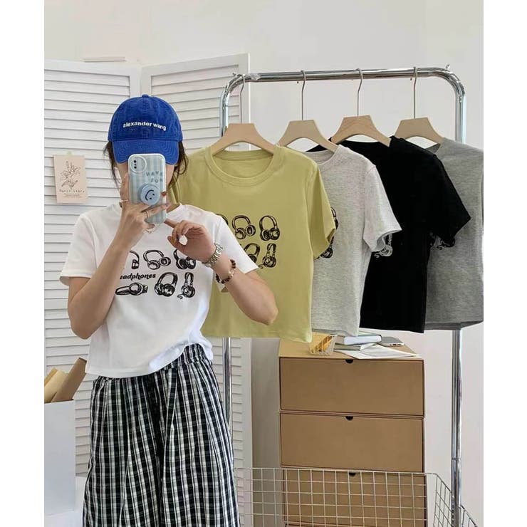 ヘッドホン柄プリントTシャツ | aimoha  | 詳細画像6 