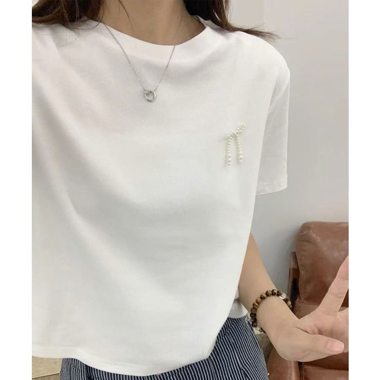 ミニリボンパールTシャツ | aimoha  | 詳細画像1 
