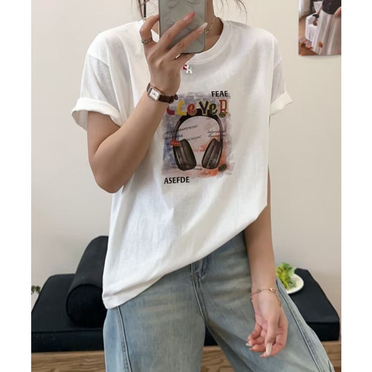 ヘッドホンプリントTシャツ[品番：XT000014483]｜aimoha