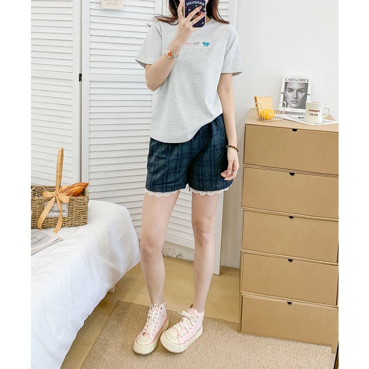 マルチカラーリボン刺繍Tシャツ | aimoha  | 詳細画像12 