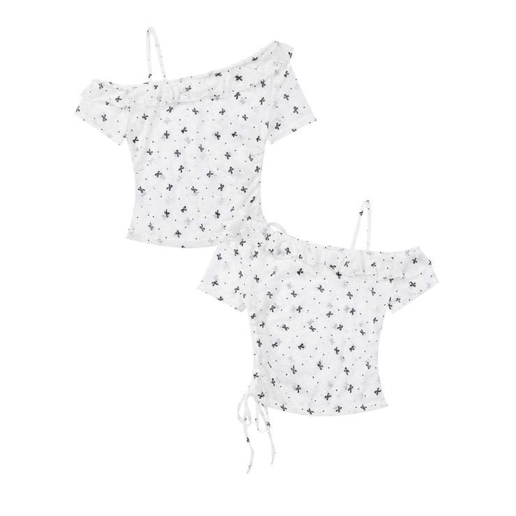 ホワイト | ワンショルダーシャーリングトップス | HOOK