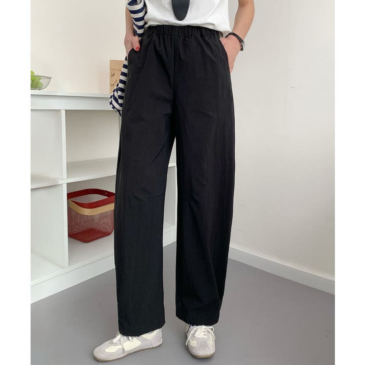 ブラック | カジュアルストレートパンツ | aimoha 