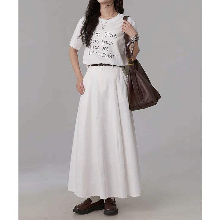 ベルト付き後ろゴムAラインミディスカート | aimoha  | 詳細画像3 