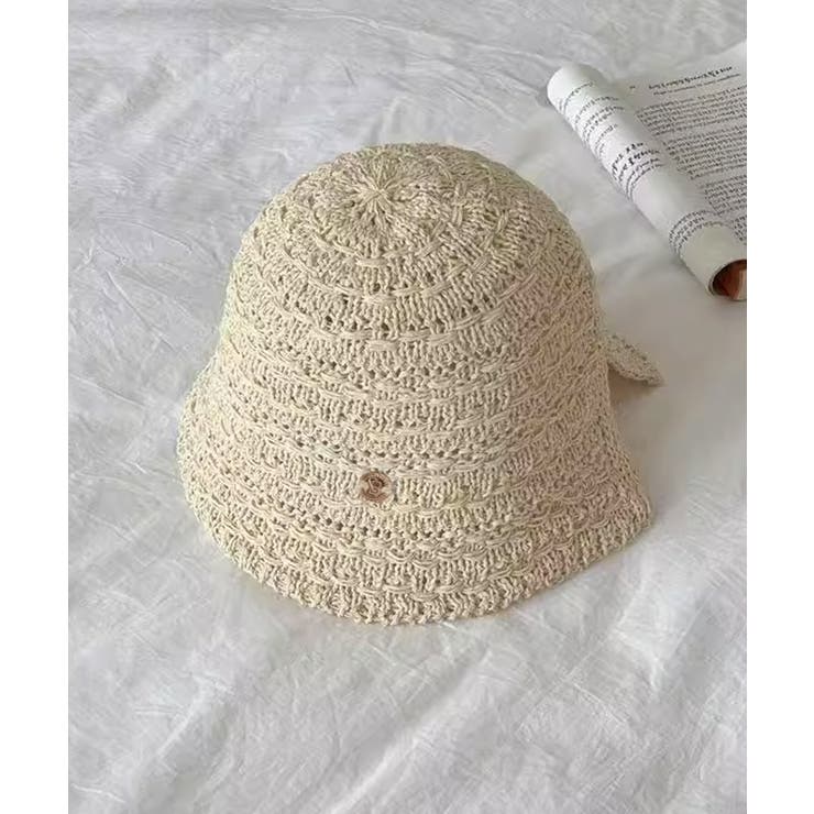 オフホワイト | クロシェ編みハット ニット帽 | aimoha 