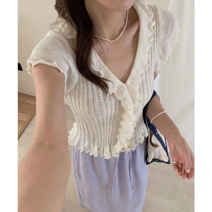 アイボリー | 【Jasmine】ラッフルサマーニットカーディガン Jasmine Grandi… | aimoha 