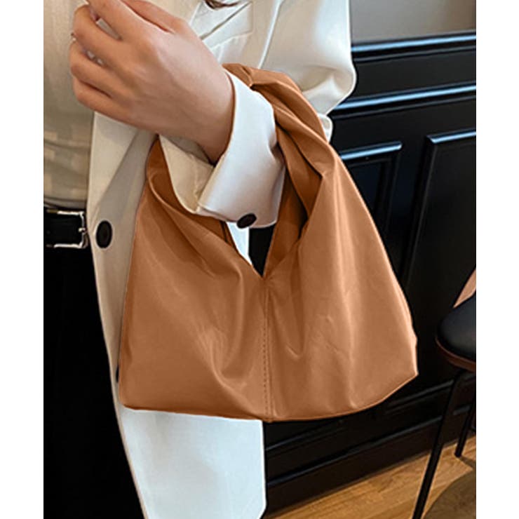 ブラウン | 【B.A.G.】ギャザー風デザインハンドバッグ | aimoha 