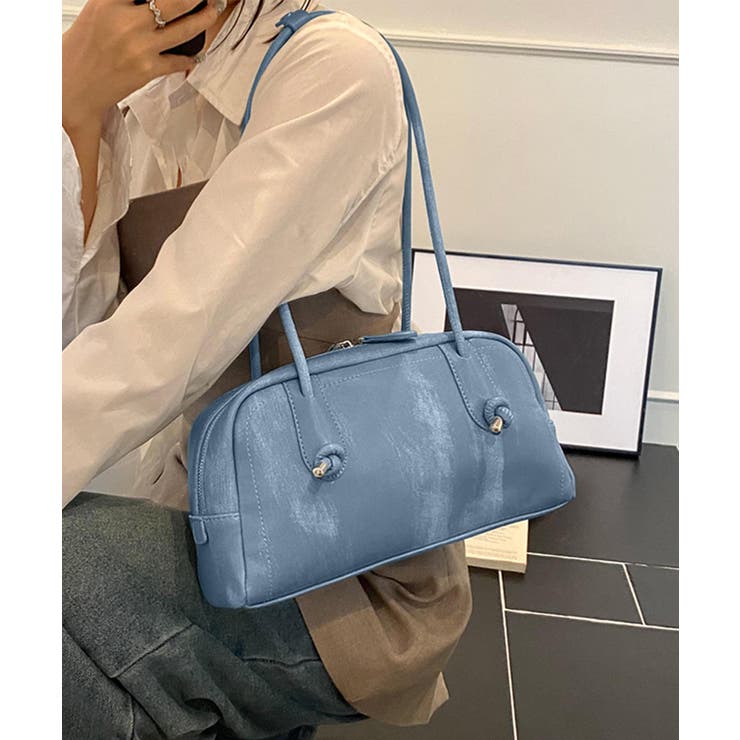 ブルー | HOOK for girls クロスジップデザイン スリムショルダーバッグ | HOOK