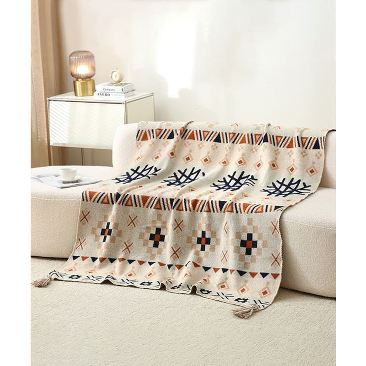 ベージュ | 北欧風ジャガード織りブランケット | aimoha