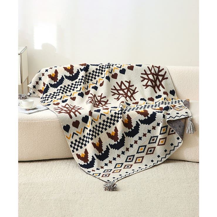 グレー | 北欧風ジャガード織りブランケット | aimoha