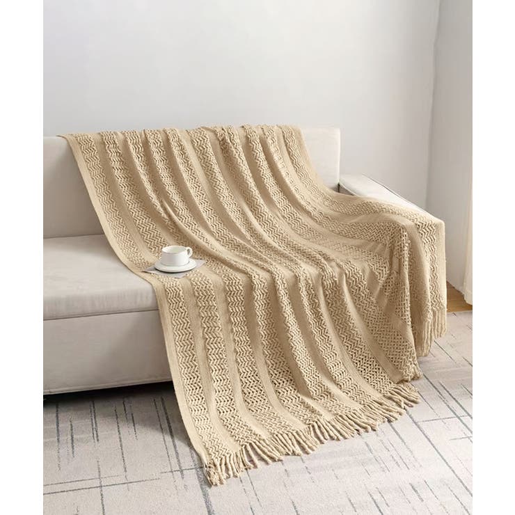 ボヘミアン風フリンジニットブランケット | aimoha  | 詳細画像1 