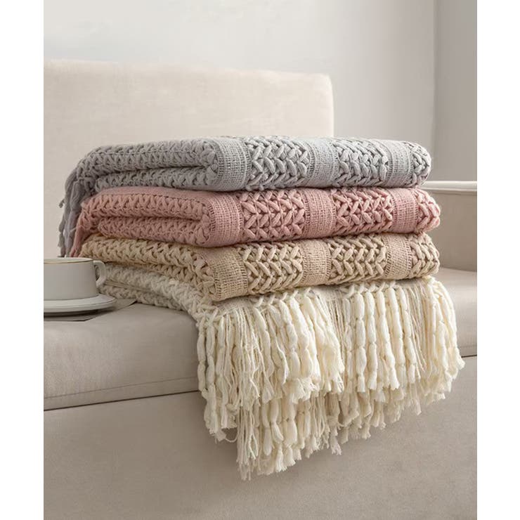 ボヘミアン風フリンジニットブランケット | aimoha  | 詳細画像3 