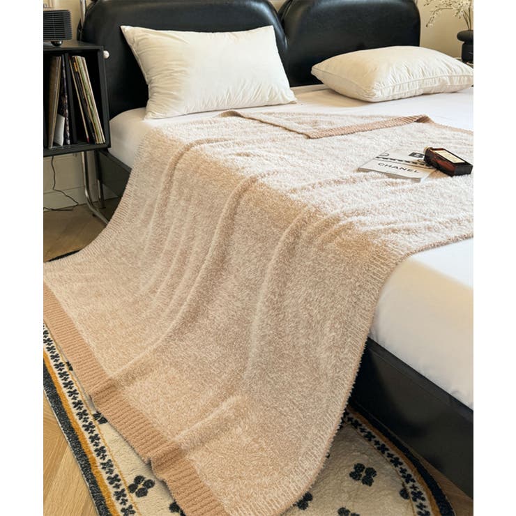 ベージュ | ラグジュアリールック配色ブランケット | aimoha 