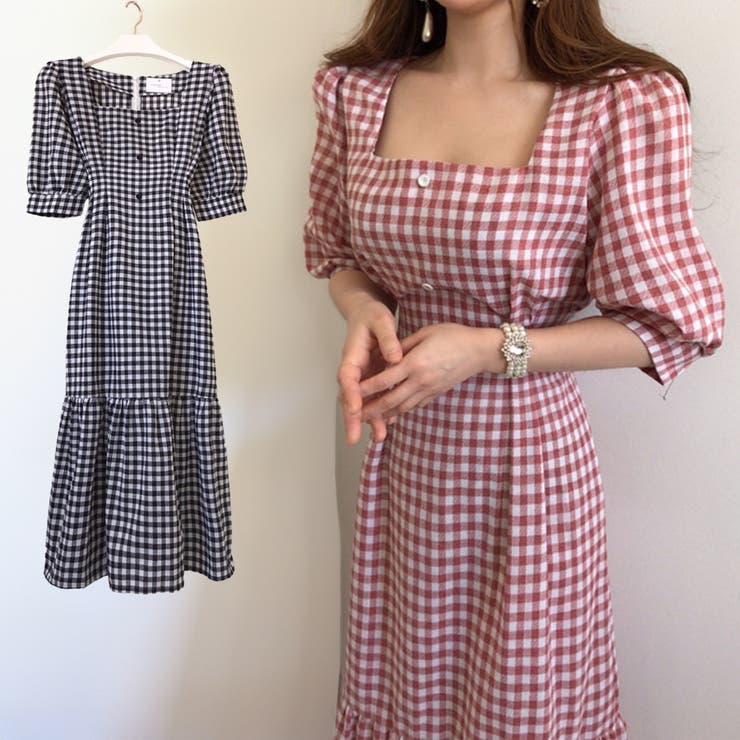 【早い者勝ち/1回着超美品】ピンクハウス　タブリエ付きギンガムチェックワンピース ♡新作❣️タブリエ付きギンガムチェックワンピース♡by