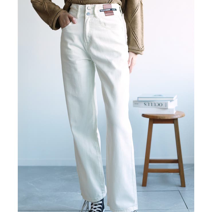 ２ボタンハイウエストストレートワイドデニムパンツ 全5色 韓国ファッション | aimoha  | 詳細画像21 