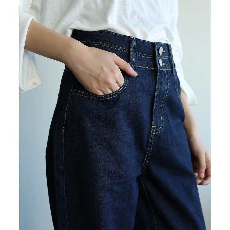 ２ボタンハイウエストストレートワイドデニムパンツ 全5色 韓国ファッション | aimoha  | 詳細画像28 