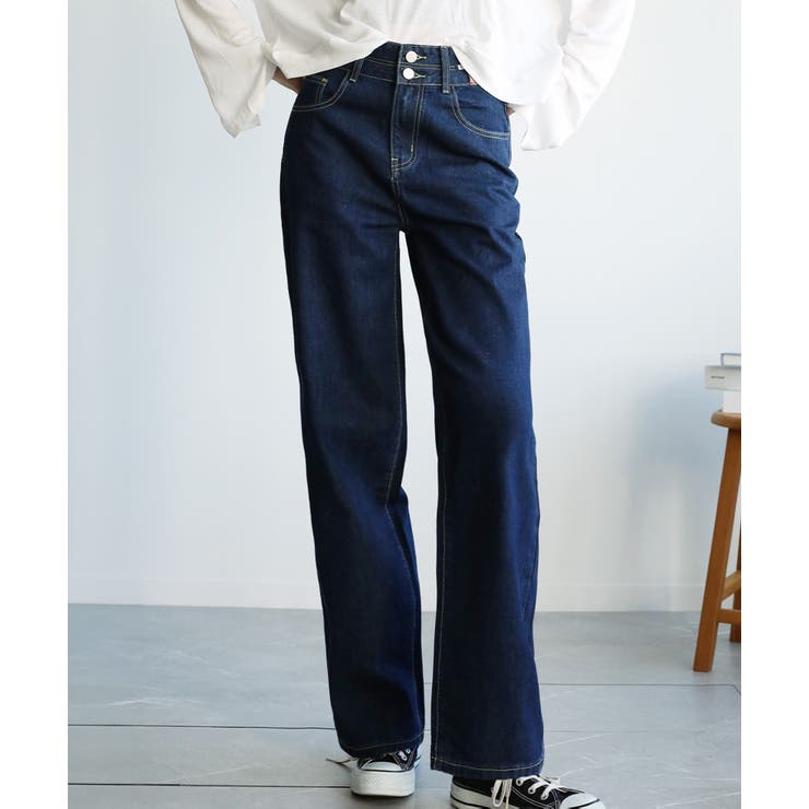 ２ボタンハイウエストストレートワイドデニムパンツ 全5色 韓国ファッション | aimoha  | 詳細画像25 