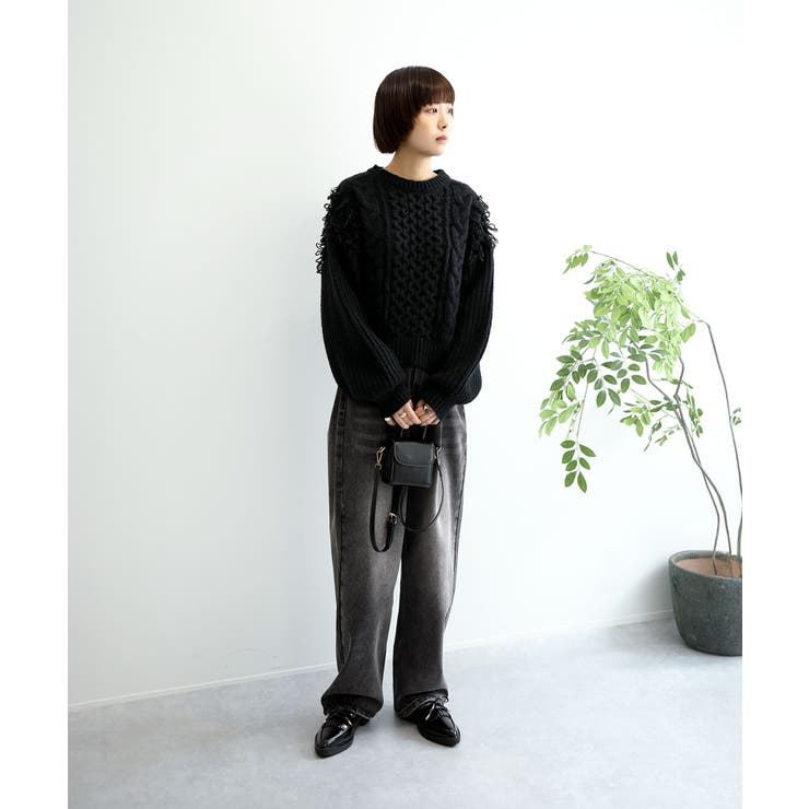 モヘアタッチループフリンジ使いニット  | aimoha  | 詳細画像43 