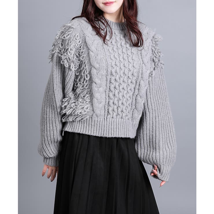 モヘアタッチループフリンジ使いニット  | aimoha  | 詳細画像11 