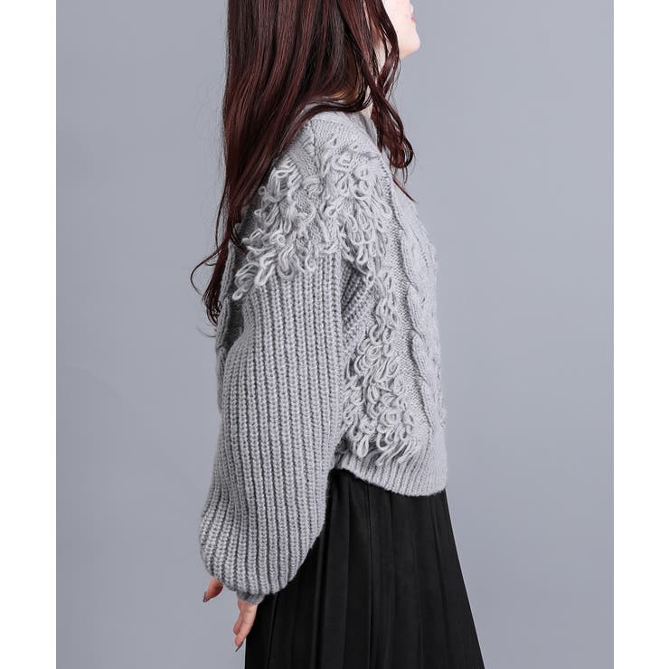 モヘアタッチループフリンジ使いニット  | aimoha  | 詳細画像12 