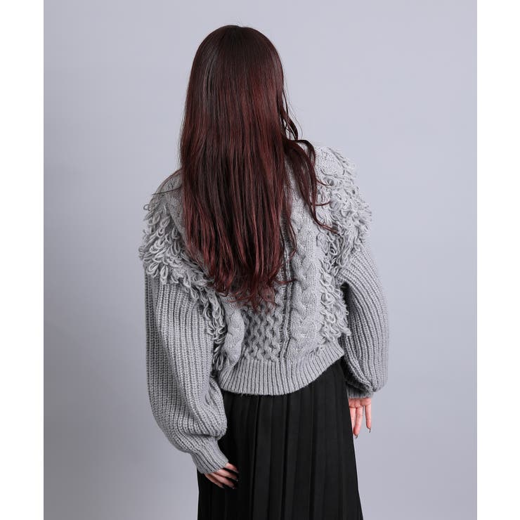 モヘアタッチループフリンジ使いニット  | aimoha  | 詳細画像14 