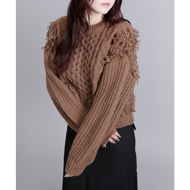 モヘアタッチループフリンジ使いニット  | aimoha  | 詳細画像19 