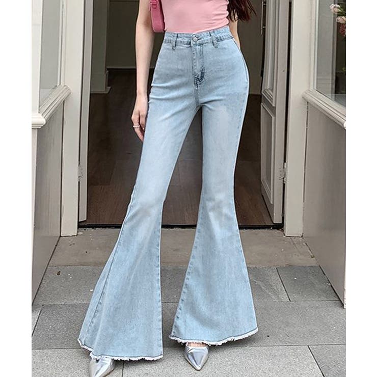 【Jasmine】バックリボンベルボトムデニムパンツ | aimoha  | 詳細画像1 