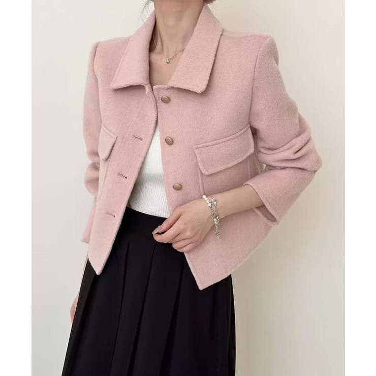 ピンク | クラシックショートウールジャケット コート | aimoha 