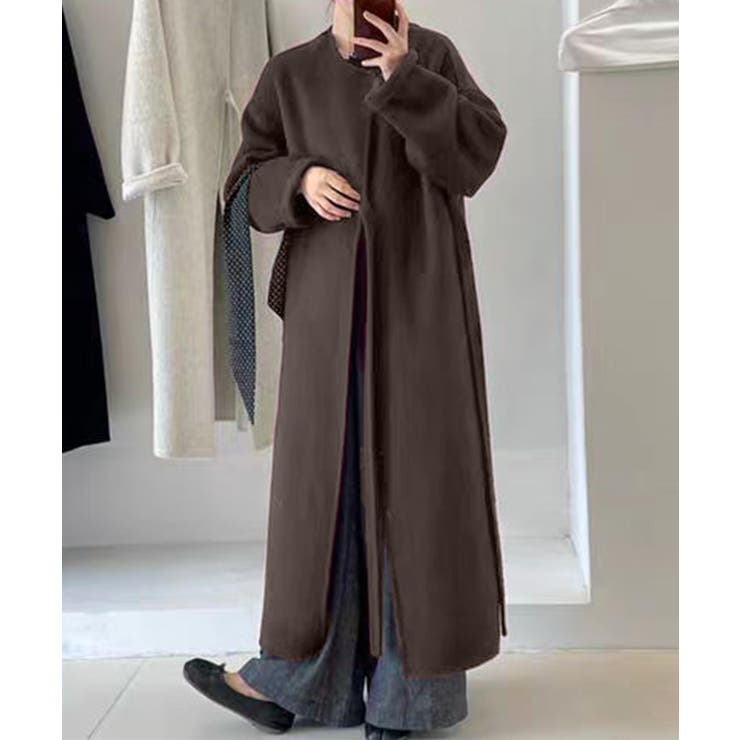 【BANICO】ノーカラーロングコート | aimoha  | 詳細画像2 