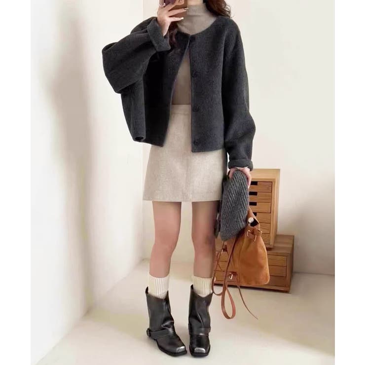 ソフトシャギーショートウールジャケット コート | aimoha  | 詳細画像7 