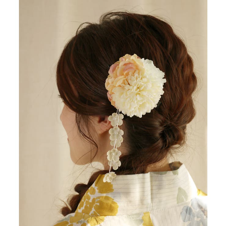 レモンの☆髪飾り☆シニョン花巻 リトルムーン シニョンネット シニヨン パール クリスタル