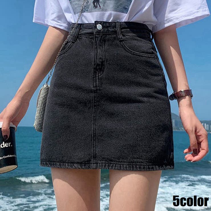 在庫限り【Jasmine】ハイウエストシンプルAラインデニムミニスカート 韓国フ… | aimoha  | 詳細画像11 