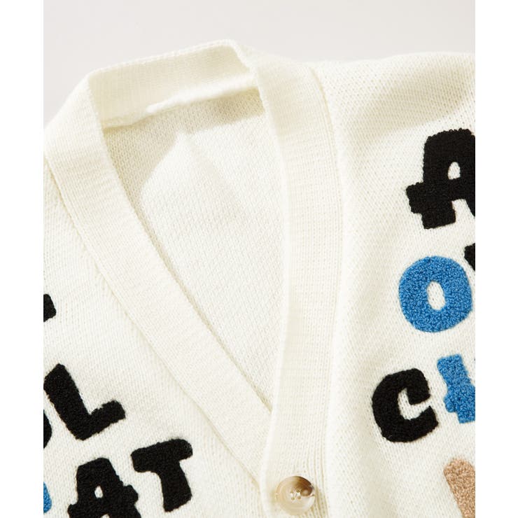 サガラ刺繍猫柄Vネックカーディガン 韓国ファッション ユニセックス