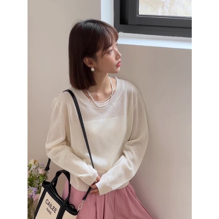 透け感ニットトップス バックオープン | aimoha  | 詳細画像2 