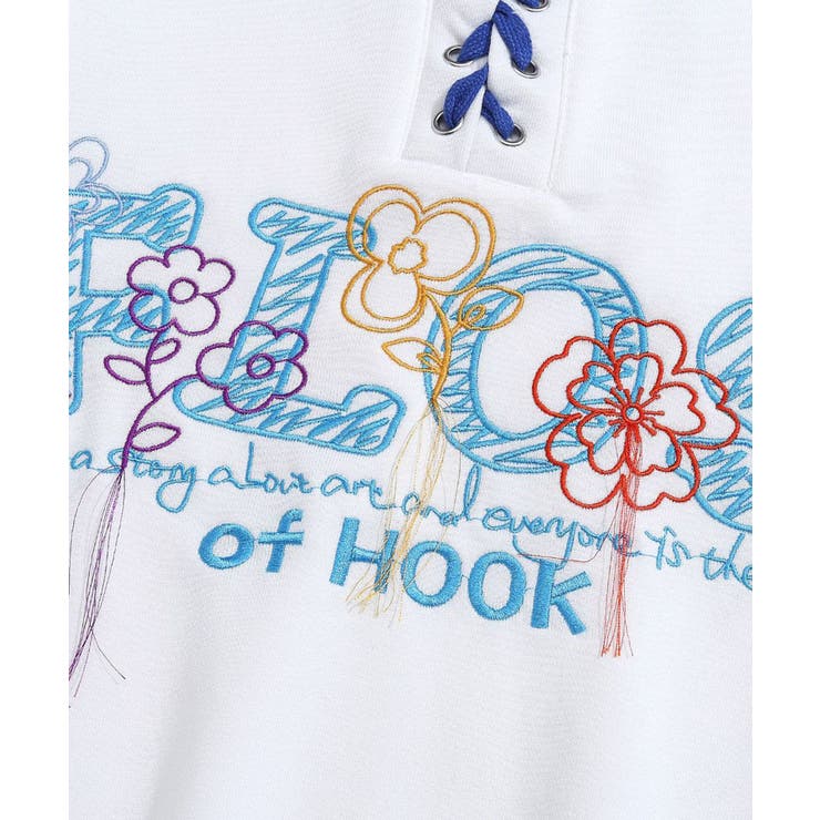 古着風フリンジ刺繍編み上げポロ襟スウェット ユニセックス 韓国ファッション | HOOK | 詳細画像16 