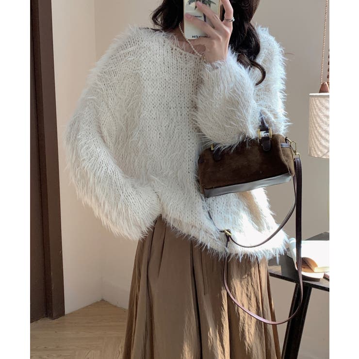 オフホワイト】モヘアセーター ニット 韓国ファッション 【AW】[品番