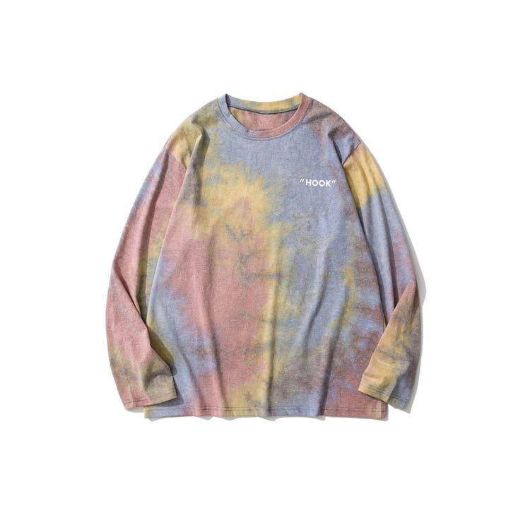 ピンク | 【HOOK】個性派タイダイ染めロングt ユニセックス 韓国ファッション | HOOK