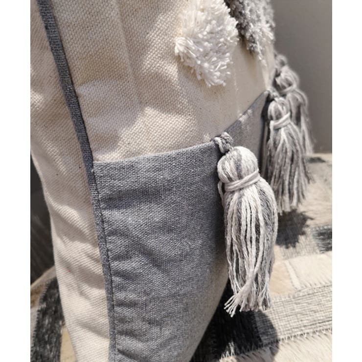 グレーフリンジクッションカバー 韓国ファッション おしゃれ[品番