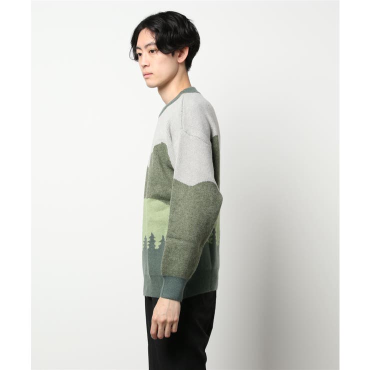 新品未使用 マークアンドロナ ニットセーター クルーネック 迷彩 グラデーション 新品未使用 マークアンドロナ ニットセーター クルーネック 迷彩