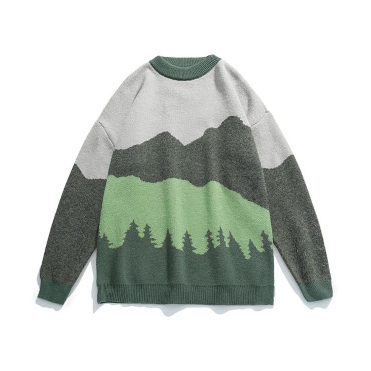 グラデーション迷彩柄ニット風スウェット セーター カップル