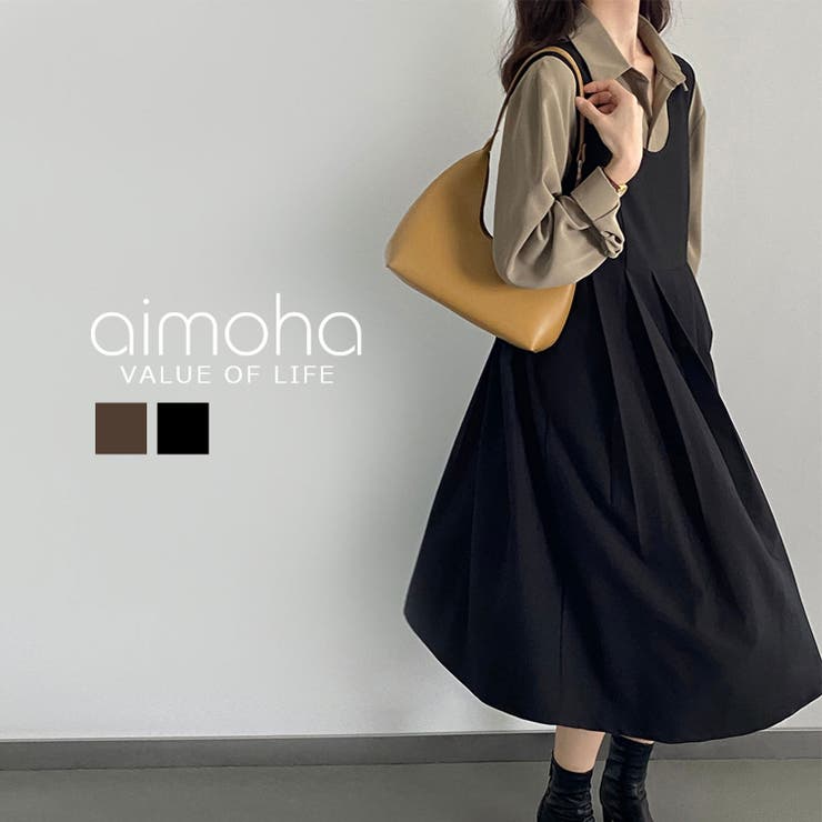 韓国風背中リボン ジャンパースカートワンピース 韓国ファッション | aimoha  | 詳細画像1 