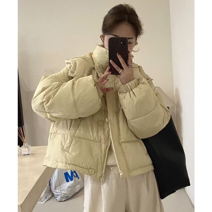 イエロー | ポケットデザインショートダウン | aimoha 