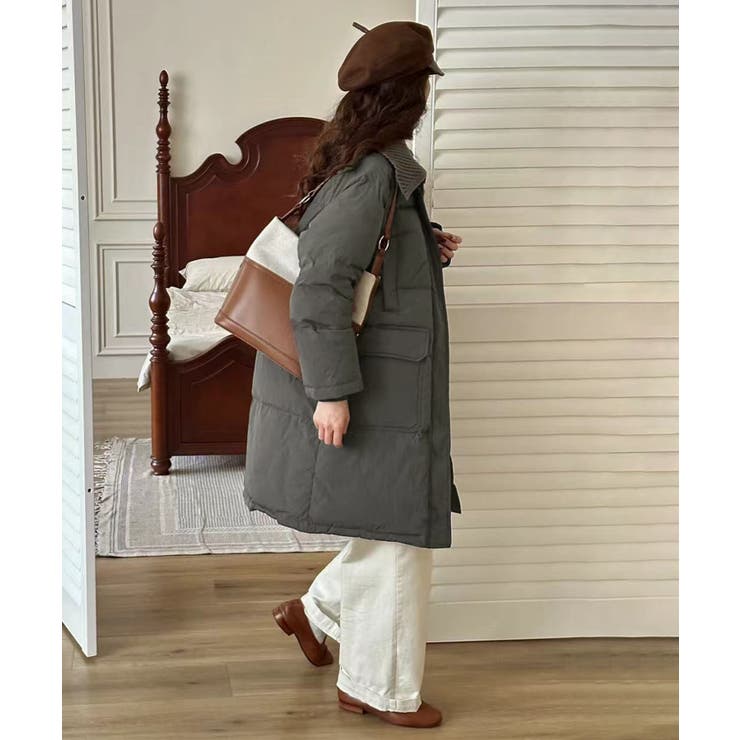 ニット衿ロングダウンコート | aimoha  | 詳細画像8 