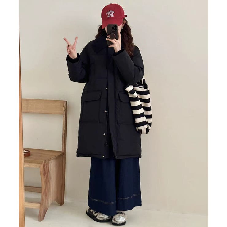 ニット衿ロングダウンコート | aimoha  | 詳細画像13 